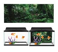 Drfeify Autocollant de Fond d'aquarium, Affiche de Poisson Auto-adhésive en PVC avec HD de Forêt Tropicale pour Aquariums et Terrariums (76 * 46 cm)