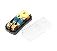 Drfeify Bloc de Distribution de Fusibles en Cuivre doré et ABS, Bloc de Distribution à 2 Voies, Calibre 0 4, Entrée à 4, Calibre 8, Sortie 60 A, Mini Porte-fusible ANL pour Système Audio de Bateau