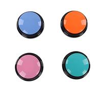 Drfeify Bouton d'enregistrement Vocal, Matériau ABS, 4 Buzzers d'entraînement Interactifs pour Chiens et Chats avec Un Temps 'Enregistrement de 30 Secondes pour Une Communication Efficace avec