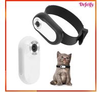 Drfeify caméra pour collier de chat 1080P Collier de caméra pour animaux de compagnie Collier de chat optique camescope Noir Blanc
