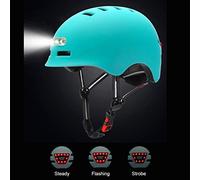 Drfeify Casque de Vélo à Lumière LED, Casque de Vélo PC EPS avec Feux Avant et Arrière Rechargeables par USB, 12 Aérations Réglables pour Les Déplacements Adultes, d'équilibre (Blue #41)