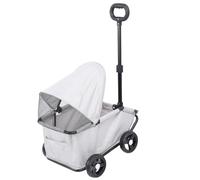 Drfeify Couchette D'extérieur pour Animaux de Compagnie, Conception de Pliage en 3 étapes, Canopée, Utilisation Polyvalente, 4 Roues, pour Chiens Chiens (GREY)