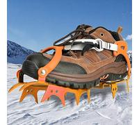 Drfeify Crampons Ice Grips avec 14 Dents en Alliage d'aluminium 7075 et TPU, Réglables pour Bottes de Taille 36 à 46, Randonnée sur Neige, Voyage sur Glacier, Escalade