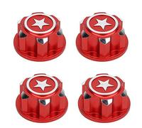 Drfeify Écrou de Roue hexagonale RC, 4 pièces en métal 17mm écrous de Montage de Roue hexagonaux compatibles avec la Voiture RC X-MAXX Summit Traxxas(Rouge)