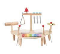 Drfeify Ensemble de Tambours d'instruments de Station de Musique en Bois, variété d'instruments, Inspirer un Apprentissage Précoce, Développer la motricité, une créativité étincelante, un Plaisir