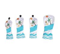 Drfeify Housse de Putter de Golf, Ensemble de Couvre-Chef 4 Pièces avec Motif Coucher de Soleil en Noix de Coco de Mer pour Club 1/3/5/UT