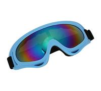Drfeify Lunettes de Ski Unisexes, Lunettes de Sport Coupe-vent avec Bande Réglable pour Adultes et Enfants (Film couleur cadre bleu clair)