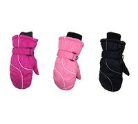 Drfeify Mitaines de Ski pour Enfants d'hiver en Nylon Imperméables Doublure en Velours Doux Fermeture à Boucle élastique au Poignet 20 Cm pour Garçons Filles de 4 à 9 Ans Ski Snowboard Luge