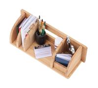 Drfeify Petite Bibliothèque de Table de Maison de Poupée, étagère Décorative Unique pour Les Salons, Mini Organisateur de Bureau en Bois de Hêtre pour la Décoration de la Maison de Poupée