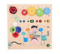 Drfeify Planche Sensorielle en Bois pour Tout-Petits, Jouet éducatif Interactif avec Tambour et Interrupteur Lumineux, activité Idéale pour l'apprentissage Précoce et la motricité Fine