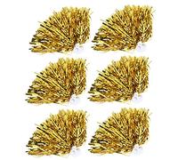 Drfeify Pompons de Pom-Pom Girl, 6 Pièces, 7 Couleurs, Très Brillant, Pom-Pom Girl Pom Poms Squad Cheer Sports Party Dance Accessoires Utiles (Or)