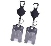 Drfeify Porte-badge Rétractable 2 Pièces, Porte-carte d'identité Anti-perte avec Clamp/Holder à Dégagement Facile, Idéal pour le Travail, les Voyages et les Activités de Plein Air
