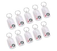 Drfeify Porte-clés Compass Thermomètre Portable Multifonctionnel Loupe Compass Thermomètre pour Mesures de Sécurité Météo Pratique Portabilité Idéal pour Exploration Extérieure ABS Blanc 10 PCS