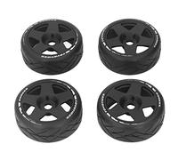 Drfeify Roues 1/8 GT RC, 4 Pièces RC sur Roues de Route avec Adaptateur 17 Mm Pneus de Remplacement RC pour 1/8 RC sur Voiture de Course sur Route (Black)