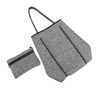 Drfeify Sac de Plage perforé en Néoprène Grande capacité Durable Maman à Main Sac à Vaisselle pour Piscine de Plage Melange Gris Extérieur (Gris chiné)