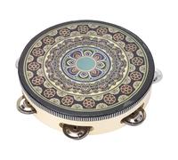 Drfeify Tambourin, Instrument de Percussion Portatif coloré en Bois de Hêtre de 8 Pouces avec Jingles pour la Danse et la Fête (Fleur noir)