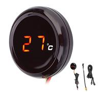 Drfeify Thermomètre de Moto Thermomètre Numérique Jauge ABS LCD Compteur de Température de l'eau 32 à 248 Degrés Fahrenheit Flash d'avertissement étanche pour 12 V (rouge)