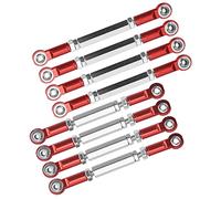 Drfeify Tige de Traction de Servo de Direction RC, Connecteur D'extrémités de Biellette de Liaison en Métal avec Un Nouveau Design pour Voiture Télécommandée WPL MN Feiyu (Rouge)