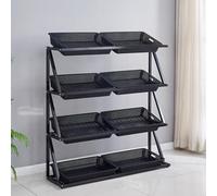 DRFGHK 4/5 Layer Supermarket Fruit and Vegetable Display Stand, Fresh Food Market Stand with 8/10 Baskets for Retail Pantry, Convenience Shops,120x35x110cm