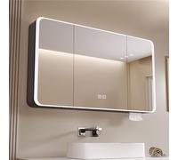 DRFGHK Armoire à pharmacie intelligente Arc avec lumières, désembuage éclairé, miroir intelligent, miroir intelligent, armoire de rangement de beauté (couleur : gris, taille : 100 C