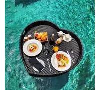 DRFGHK Barre de Service Portable Polyvalente, en Forme cœur, adaptée aux flotteurs Piscine, bancs Sable, spas et fêtes (Taille : 85 x 82),Black-85X82X15