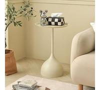 DRFGHK Bedside Table, Sofa Side Tables, Glossy End Tables for Small Space, Living Room Bedroom Furniture (Colour: Beige, Size: T