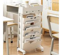 DRFGHK Bibliothèque mobile sur roulettes, étagère de rangement à 6 niveaux pour une organisation efficace des études, du bureau et de la maison