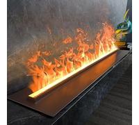 DRFGHK Cheminée 3D à Vapeur d'Eau, Cheminée Atomisée avec 7 Couleurs de Flamme Réglables et 5 Niveaux de Luminosité, Acier Inoxydable Brossé, Commande Tactile/Télécommande, 80cm/31.4in