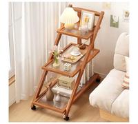 DRFGHK Étagère de rangement en bambou avec roulettes pour cuisine, table d'appoint amovible pour chambre à coucher et salon, table basse (marron, verre, 3 niveaux)