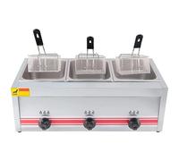 DRFGHK Friteuse Gaz Professionnelle,Puissance Feu Réglable,Friteuse à Gaz Commerciale en Acier Inoxydable 10l/20l/30l avec Pelle à Panier, Friteuse à Gaz pour Frites Beignets Poisson,30L