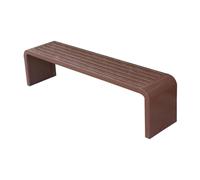 DRFGHK Garden Bench Without Backrest for Terrace, Steel Frame, Weatherproof Outdoor Garden, Balcony, Porch, Park, Load Capacity 330 kg (Brown, 120 cm/47 in)