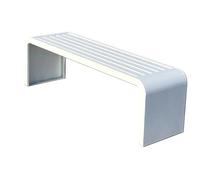 DRFGHK Garden Bench Without Backrest for Terrace, Steel Frame, Weatherproof Outdoor Garden, Balcony, Porch, Park, Load Capacity 330 kg (White, 120 cm/47 inches)