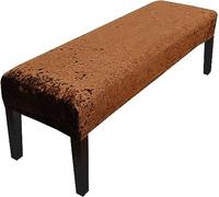 DRFGHK Housse de banc de salle à manger en velours de luxe, housse extensible et lavable, housses de chaises pour salon, chambre à coucher, protecteurs avec fond élastique (couleur : marron, taille L)