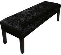 DRFGHK Housse de banc de salle à manger en velours de luxe, housse extensible et lavable, housses de chaises pour salon, chambre à coucher, protecteurs avec fond élastique (couleur : noir, taille L)