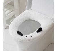 DRFGHK Housse de siège de toilette - Épais, doux, chaud et lavable avec poignée - Housse de salle de bain réutilisable pour l'hiver - Taille universelle (noir)