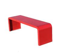 DRFGHK Outdoor Weatherproof Garden Bench Without Backrest, Steel Frame, Load Capacity 330 kg (Red, 120 cm/47 inches)