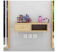 DRFGHK Station de coiffure murale avec 1 tiroir, support de sèche-cheveux pour salon de coiffure, équipement flottant de rangement pour spa (naturel, 50 x 30 x 16 cm)