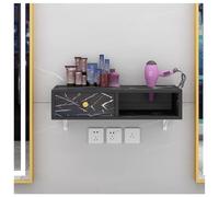 DRFGHK Station de coiffure murale avec 1 tiroir, support de sèche-cheveux pour salon de coiffure, équipement flottant de rangement pour spa (noir, 70 x 30 x 16 cm)
