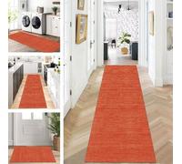 DRFGHK Tapis de couloir antidérapant orange 90 x 180 cm | Tapis de couloir et de cuisine lavable polyvalent pour couloir, salon, longueur personnalisée disponible