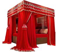 DRFGNF Moustiquaire de Couvre-lit Rouge, Rideau de lit de Luxe pour Chambre de Princesse avec Support en Acier Inoxydable, (Taille : 180 x 220 cm/71 x 87 Pouces) (Couleur : Onecolor, Taille : 180