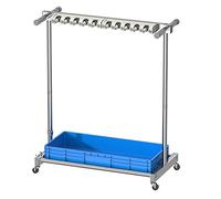 DRFGNF Support à Balai avec Porte-Parapluie, Tour de Nettoyage à 10 emplacements pour Jardin et Garage, Support à Balai Commercial avec Chariot Mobile et égouttoir.