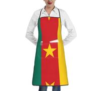 DRGFCXE Tablier de cuisine drapeau du Cameroun tablier de cuisine tablier clavé tablier homme et femme tablier de jardin supermarché tablier milieu 1 poche barbecue fleuriste tablier, blanc, taille