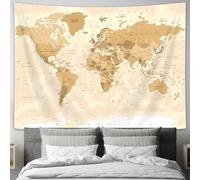 Drgilau Tapisserie murale à suspendre avec motif carte du monde ancienne, Asie, Europe, topographie de la ville du Sud, Amérique, Afrique, Japon, décoration murale pour chambre à coucher, salon