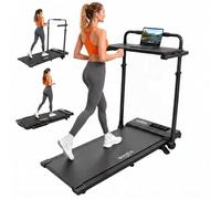 Drgymlee Walking Pad 3-en-1 avec Inclinaison 7%, Tapis de Course Pliable sous Bureau 1-12 km/h, avec Poignée Réglable et Tablette Amovible, Moteur Silencieux 2,5 HP