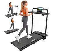 Drgymlee Walking Pad 3-en-1 avec Inclinaison 7%, Tapis de Course Pliable sous Bureau 1-12 km/h, avec Poignée Réglable et Tablette Amovible, Moteur Silencieux 2,5 HP