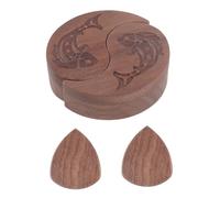 DRHTDXEJ Boîte de rangement portable pour médiators de guitare en bois - Boîte de rangement rotative et ouverte - Facile à transporter, b