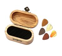 DRHTDXEJ Étui de rangement portable pour médiators de guitare avec 5 médiators en bois pour guitaristes débutants, zebrano