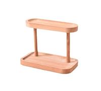 DRHTDXEJ Support de rangement pratique à 2 niveaux pour bijoux, coiffeuse, cosmétiques, rangement en bois, organiseur de clés