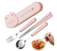 driattie Couverts de Voyage avec Étui | Couverts pour Boîte à Repas | Set de Tablette Antidérapant pour Repas Quotidien Camping Pique-nique | Enfant École