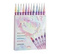driattie Stylos Pour Vernis À Ongles - 12 Pièces Fournitures de Peinture à Pointe Fine - Stylos de Vernis à Ongles pour Art et Polissage,Pour Filles Adultes Femmes Débutants Toile Artisanat Salon